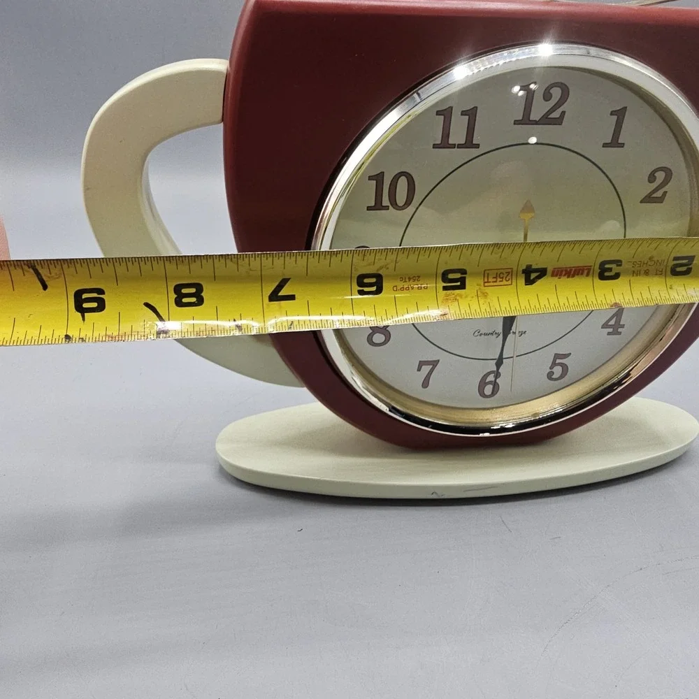 Vintage Country Breeze Red Hot Coffee Mug Clock Retro Kitchen Decor Tested